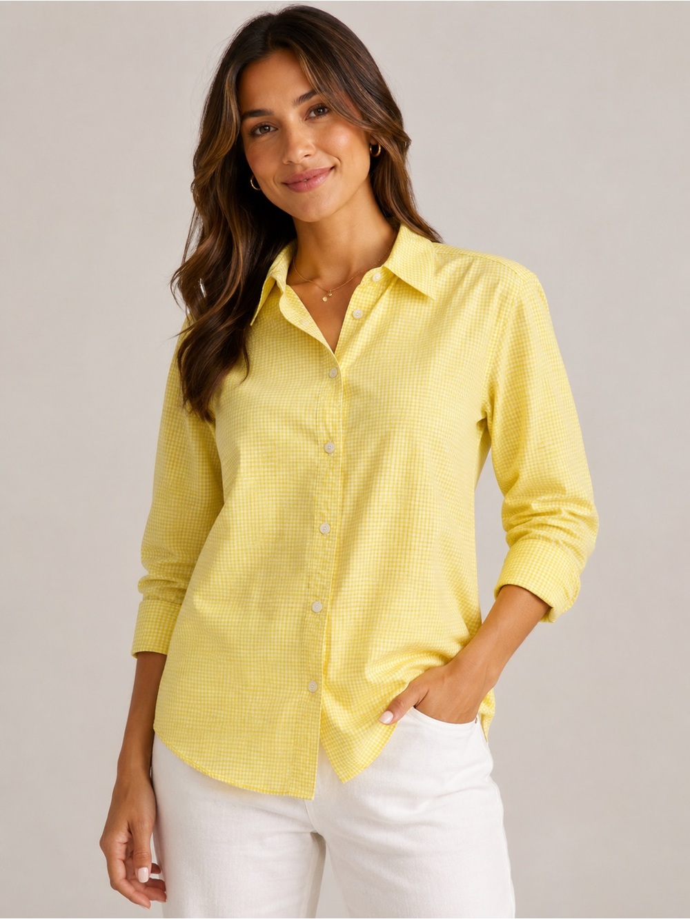 GAP Yellow Gingham Button-Up Shirt